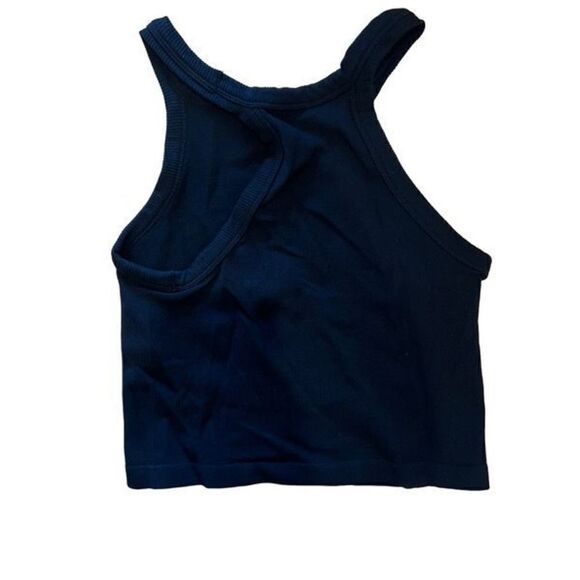 Aqua Tops - Aqua High Neck Fitted Ribbed Tank in Black One Size